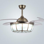 19-In Industrial Retractable Ceiling Fan with Light for Home Office - Lamp Outdoor