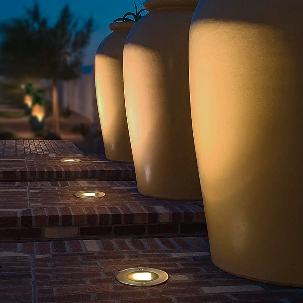 Ultra - thin Waterproof Recessed Step Lights LED Ground Lighting for Stairs, Decks (IP65, 110 - 240V, Warm White)