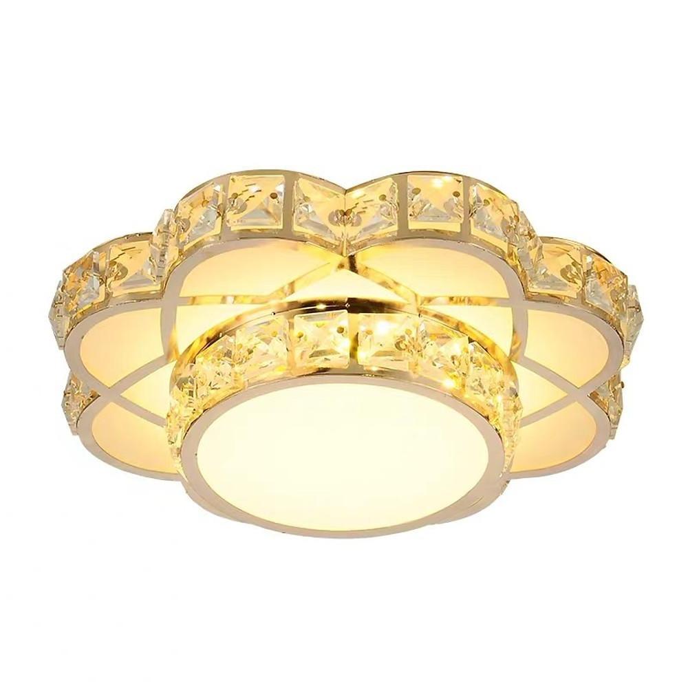 Flower Effect Metal Crystal LED Flush Mount Ceiling Light for Hallway Entryway Lighting - Lamp Outdoor