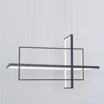 31.5'' Three-Part Futuristic Square Rectangular Hybrid Aluminum Chandelier with Capable Ambient Lights - Lamp Outdoor