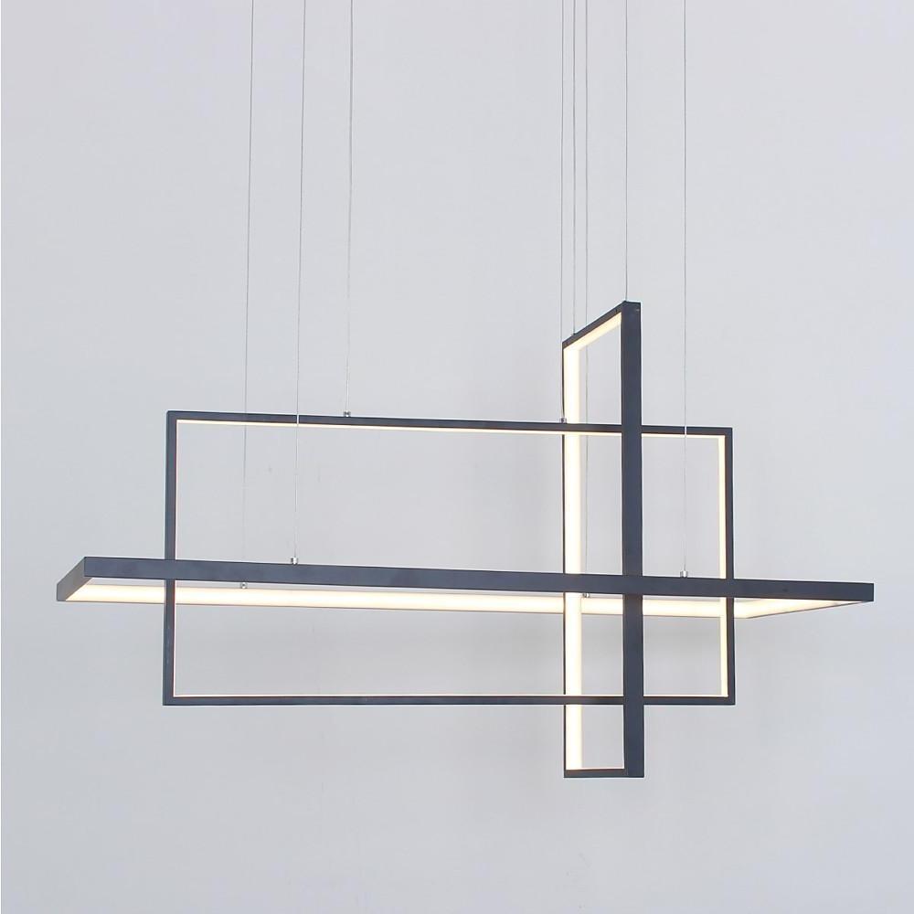 31.5'' Three-Part Futuristic Square Rectangular Hybrid Aluminum Chandelier with Capable Ambient Lights - Lamp Outdoor