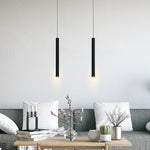 Thin Stick Shaped Black Pendant Light with Downlight Integrated LED Light - Lamp Outdoor