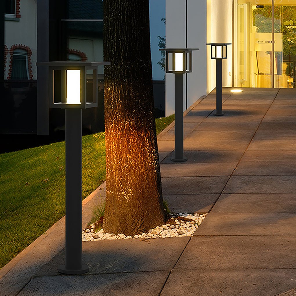 Wide Top LED Post Lights with Rain Shield & Hollow Interior Dual Power Options