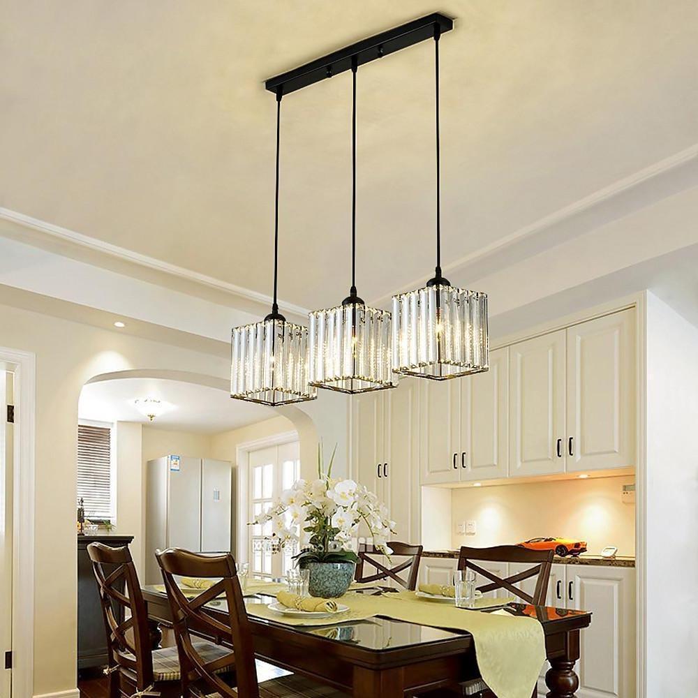 Vintage Lantern Square Pendant Light Metal Crystal Contemporary Ceiling Light - Lamp Outdoor