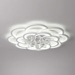 Modern Floral Acrylic LED Flush Mount Ceiling Light with Elegant Crystal Teardrops - Lamp Outdoor