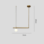 Minimalist Modern Linear Globe Pendant Lighting Copper Glass Kitchen & Dining Room Light - Lamp Outdoor