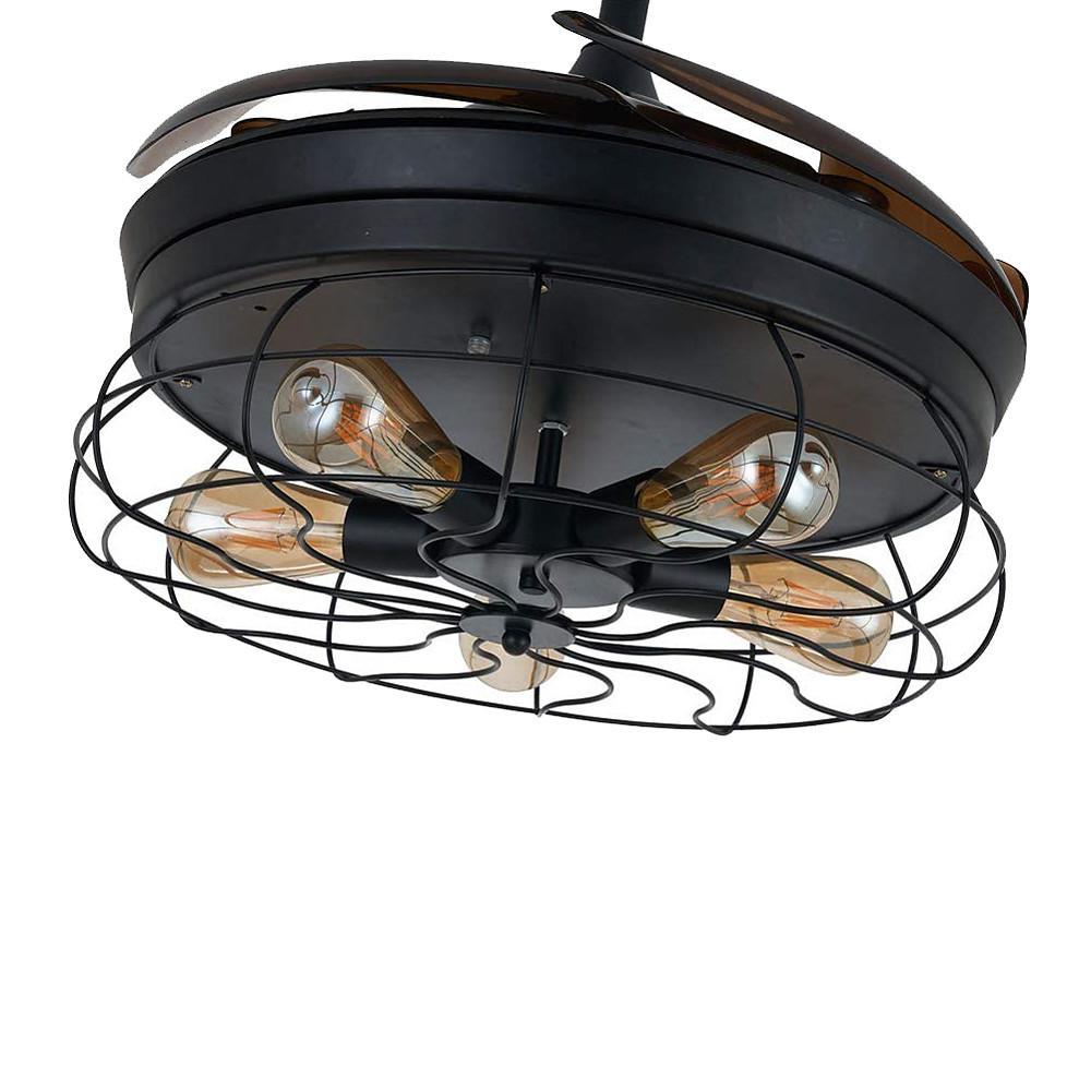 3 Bladed Farmhouse Retractable Ceiling Fan with Light - Lamp Outdoor