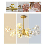 6-light LED Glass Gold Globe Chandeliers Kitchen Pendant Lighting - Lamp Outdoor