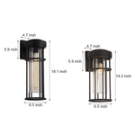Technical specification chart showing dimensional measurements for different wall sconce models