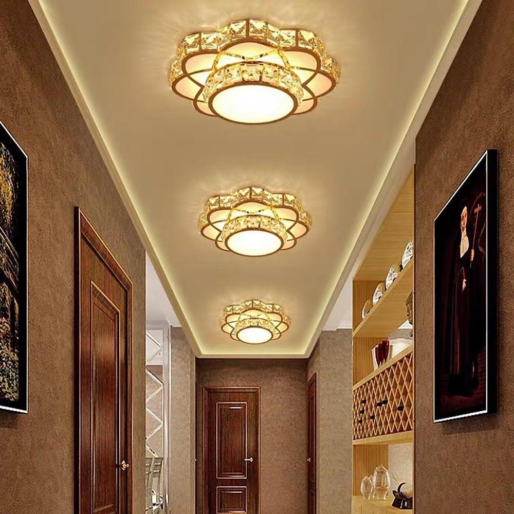 Flower Effect Metal Crystal LED Flush Mount Ceiling Light for Hallway Entryway Lighting - Lamp Outdoor