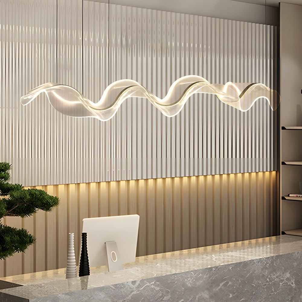 Waves Acrylic Ribbon Streamers LED Modern Chandeliers with LED Strip - Lamp Outdoor