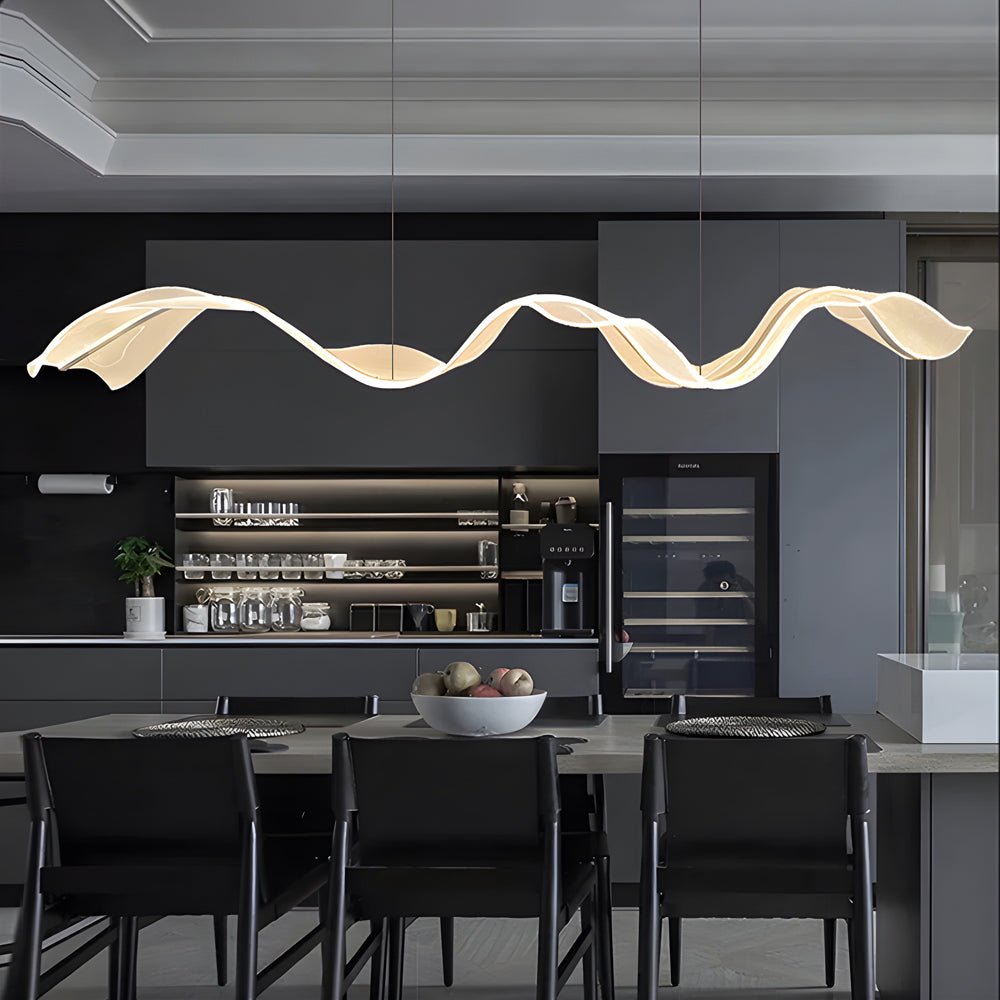 Waves Acrylic Ribbon Streamers LED Modern Chandeliers with LED Strip - Lamp Outdoor