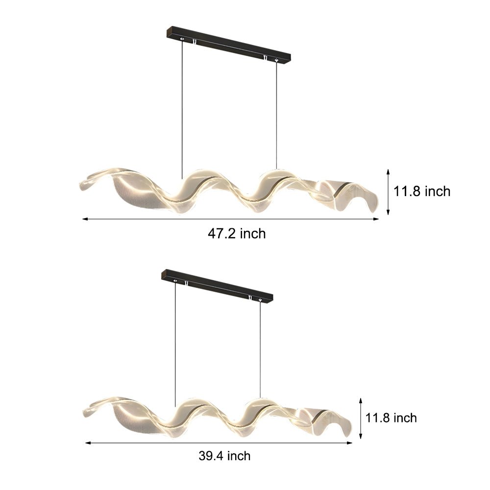 Waves Acrylic Ribbon Streamers LED Modern Chandeliers with LED Strip - Lamp Outdoor