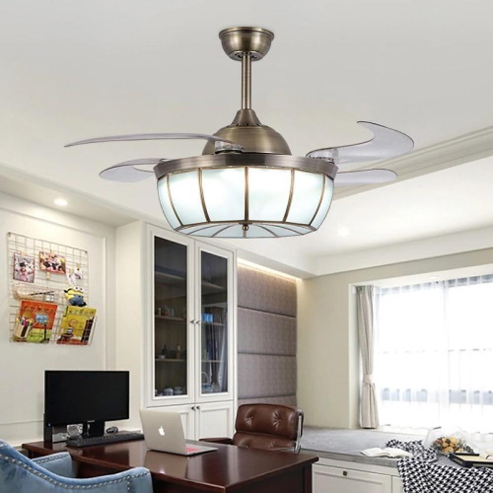 19-In Industrial Retractable Ceiling Fan with Light for Home Office - Lamp Outdoor