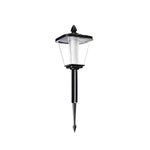 Decorative wicker-style solar garden light with textured shade design