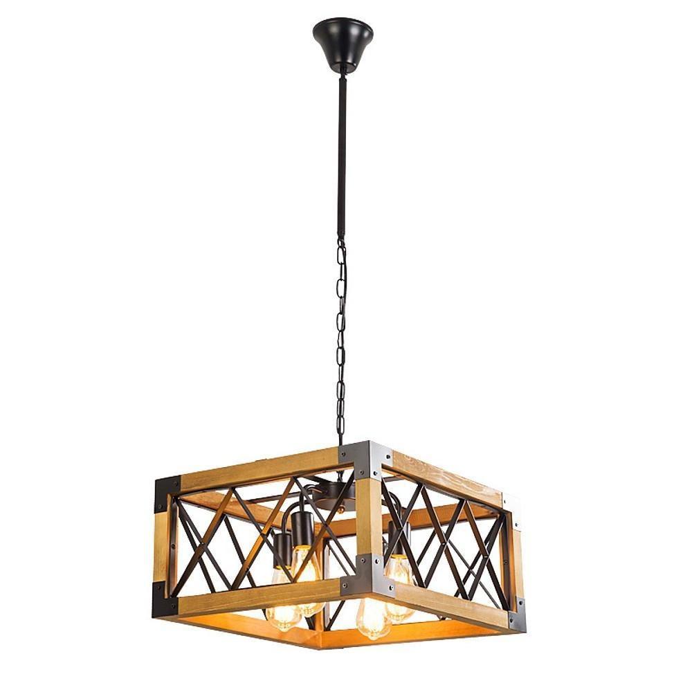 Rustic Industrial Linear Chandelier for Dining Rooms Farmhouse Rectangular/Square Light Fixture - Lamp Outdoor
