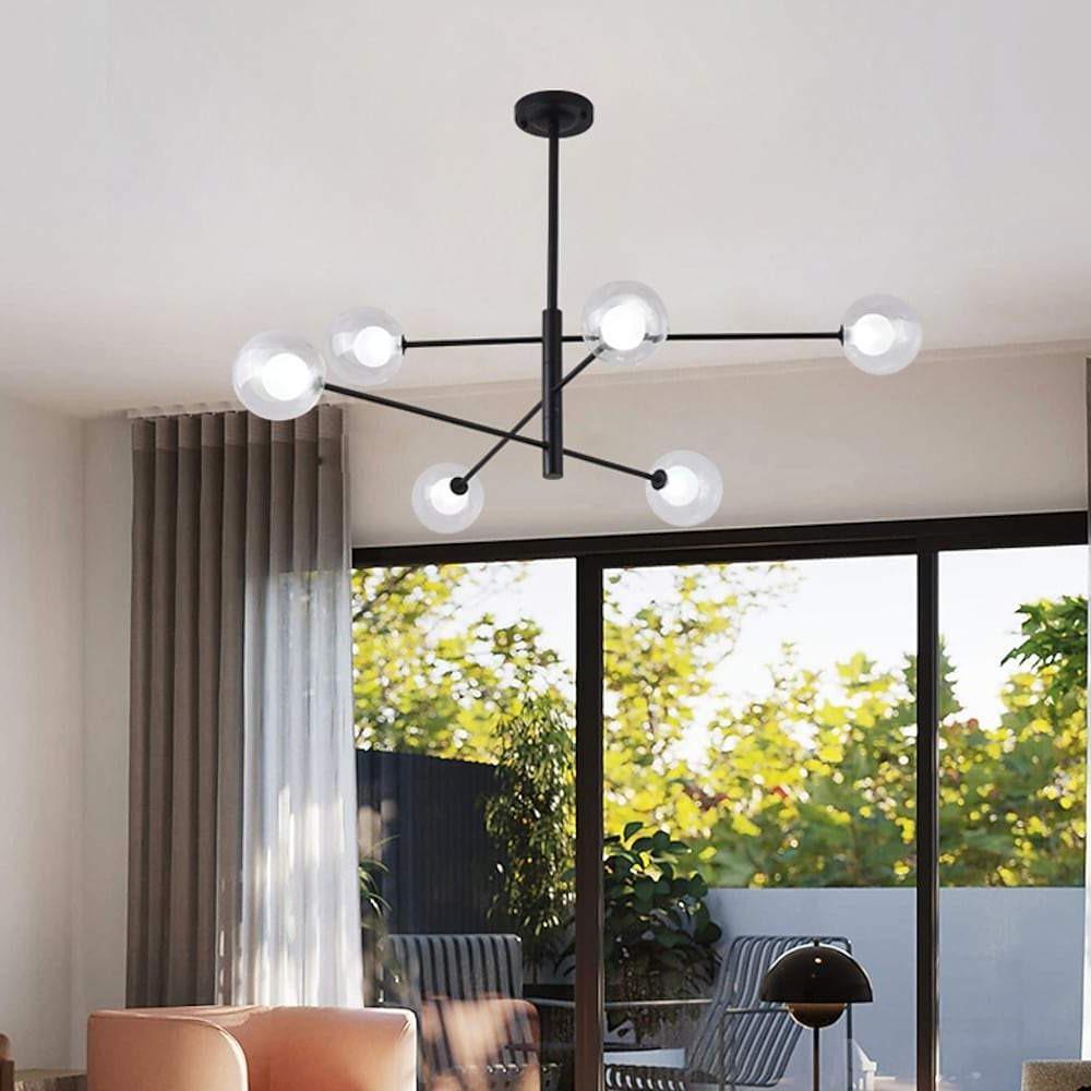 Linear Sputnik Chandelier Black Living Room Chandelier Ceiling Lights - Lamp Outdoor