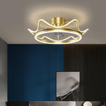 Crown Shaped Bedroom Ceiling Fans with LED lights Gold Bladeless Ceiling Fan Light - Lamp Outdoor