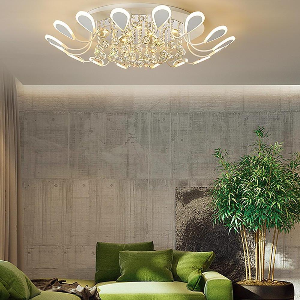 Flower Shaped Dimmable LED Crystal Modern Flush Mount Lighting Ceiling Light - Lamp Outdoor