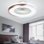 Circular Dimmable Flush Mount Bladeless Ceiling Fan with Light and Remote - Lamp Outdoor