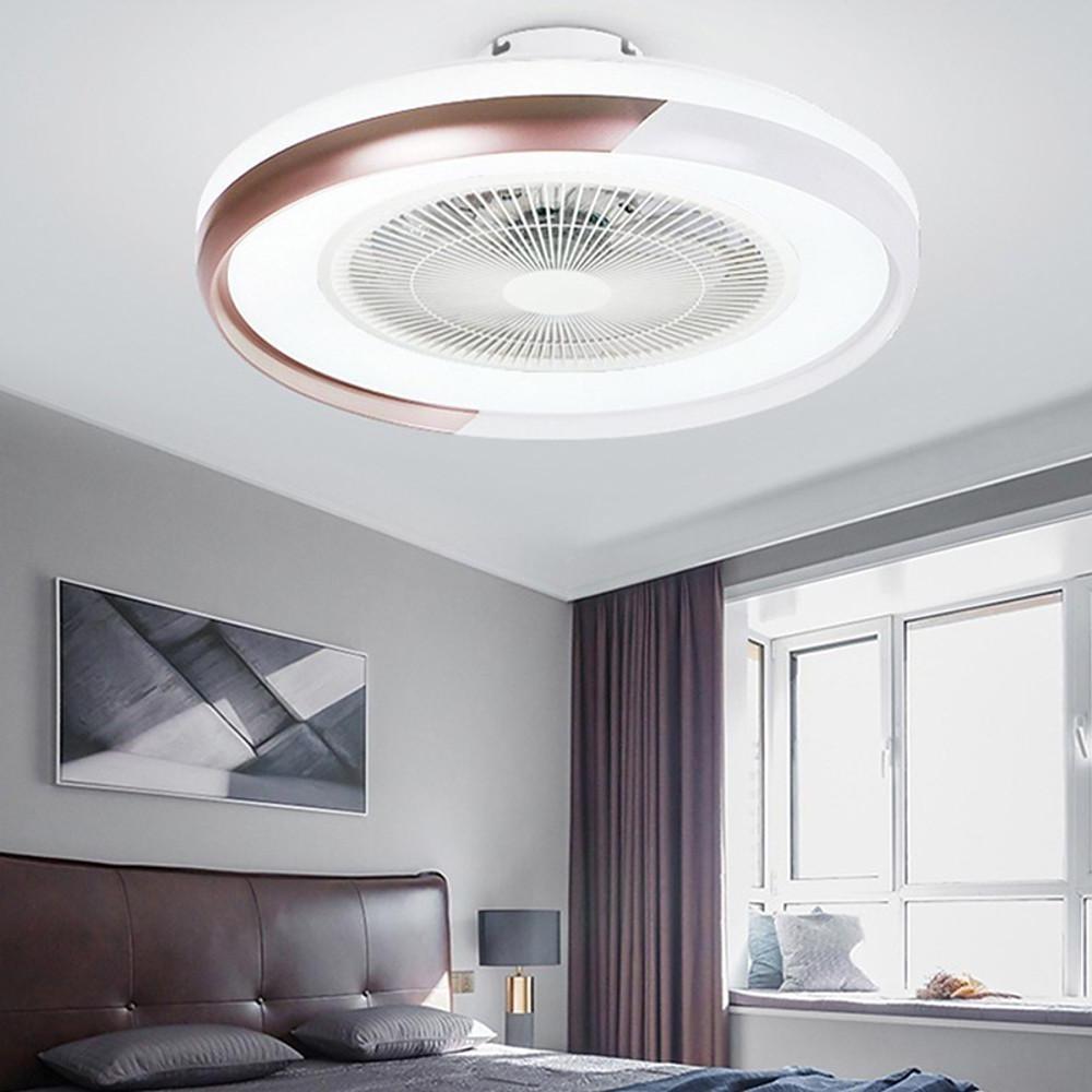 Circular Dimmable Flush Mount Bladeless Ceiling Fan with Light and Remote - Lamp Outdoor