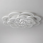 Modern Floral Acrylic LED Flush Mount Ceiling Light with Elegant Crystal Teardrops - Lamp Outdoor
