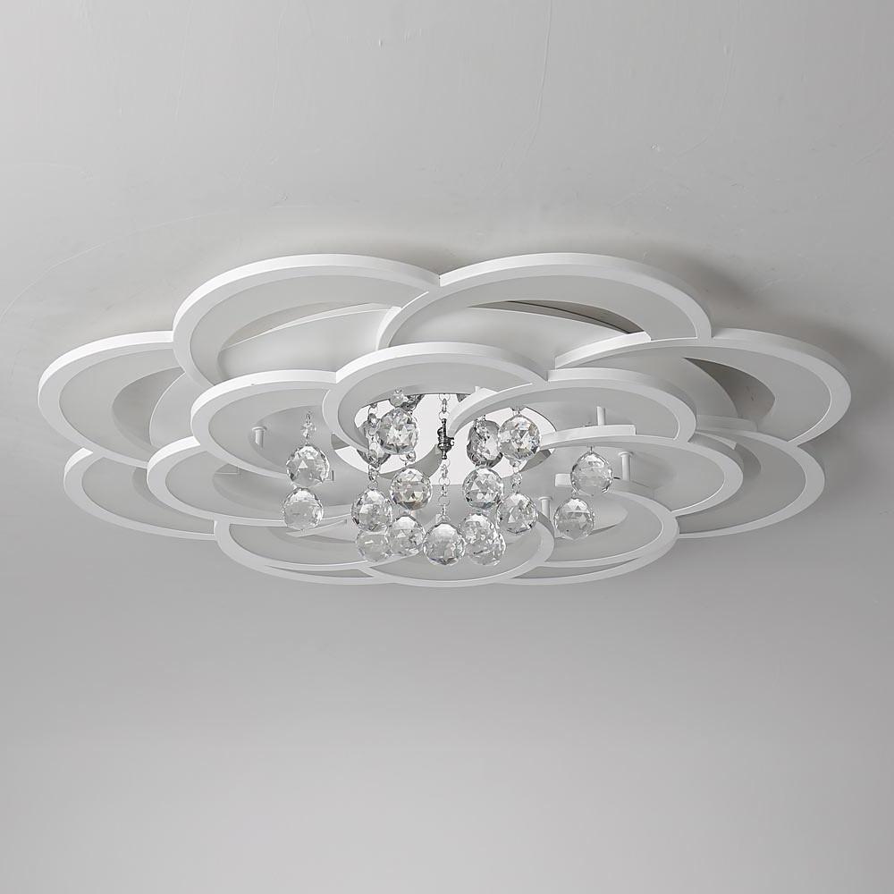 Modern Floral Acrylic LED Flush Mount Ceiling Light with Elegant Crystal Teardrops - Lamp Outdoor