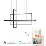 31.5'' Three-Part Futuristic Square Rectangular Hybrid Aluminum Chandelier with Capable Ambient Lights - Lamp Outdoor