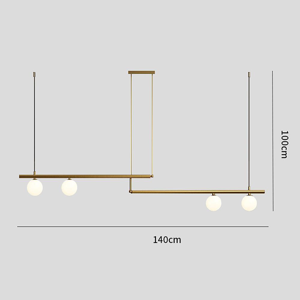 Minimalist Modern Linear Globe Pendant Lighting Copper Glass Kitchen & Dining Room Light - Lamp Outdoor