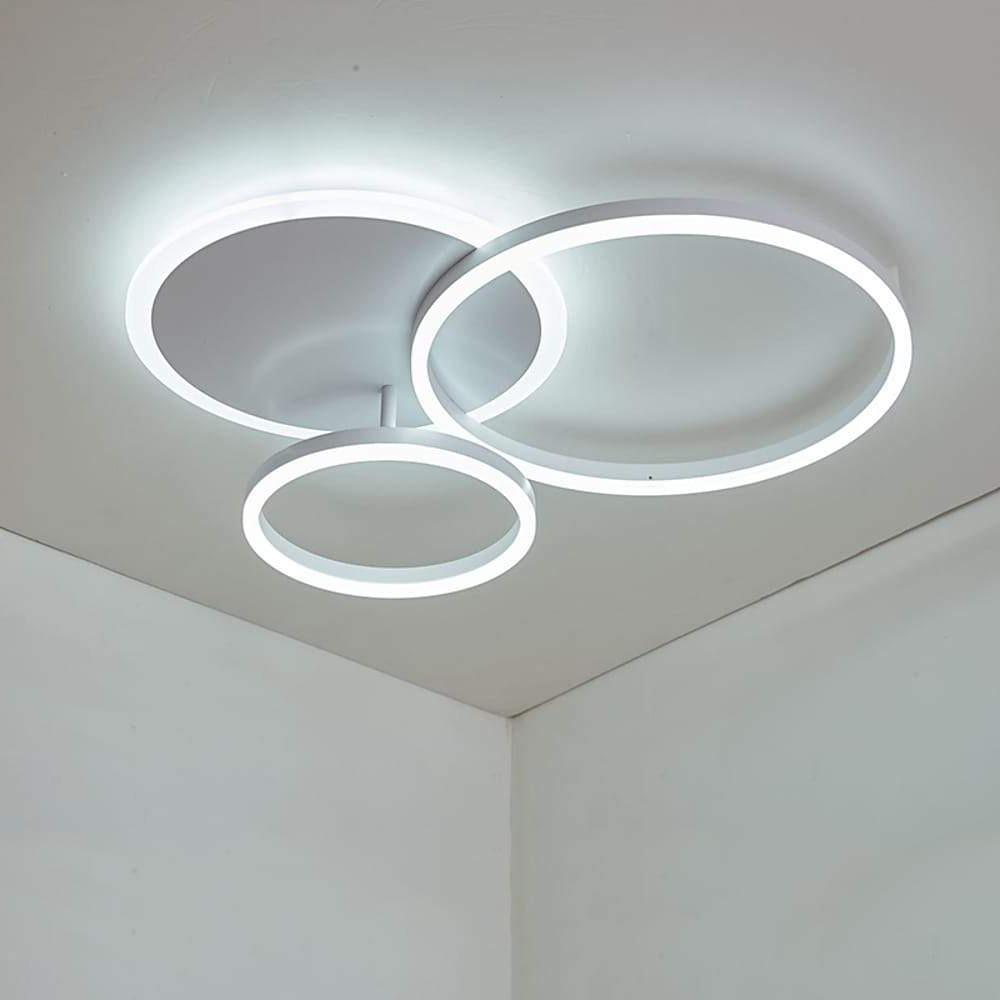 26'' LED Artistic Flush Mount Ceiling Light with Luxury 3 Ring for Bedroom - Lamp Outdoor