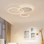 26'' LED Artistic Flush Mount Ceiling Light with Luxury 3 Ring for Bedroom - Lamp Outdoor