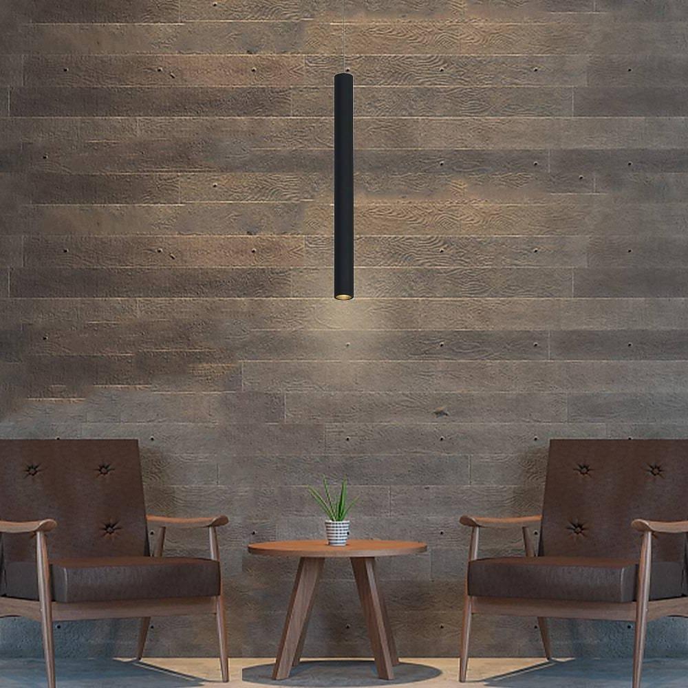 Thin Stick Shaped Black Pendant Light with Downlight Integrated LED Light - Lamp Outdoor