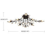 Vintage Crystal Branches Leaf Semi-Flush Mount Chandelier | 8-Light LED, 31.19'' Wide, Antique Brass - Lamp Outdoor