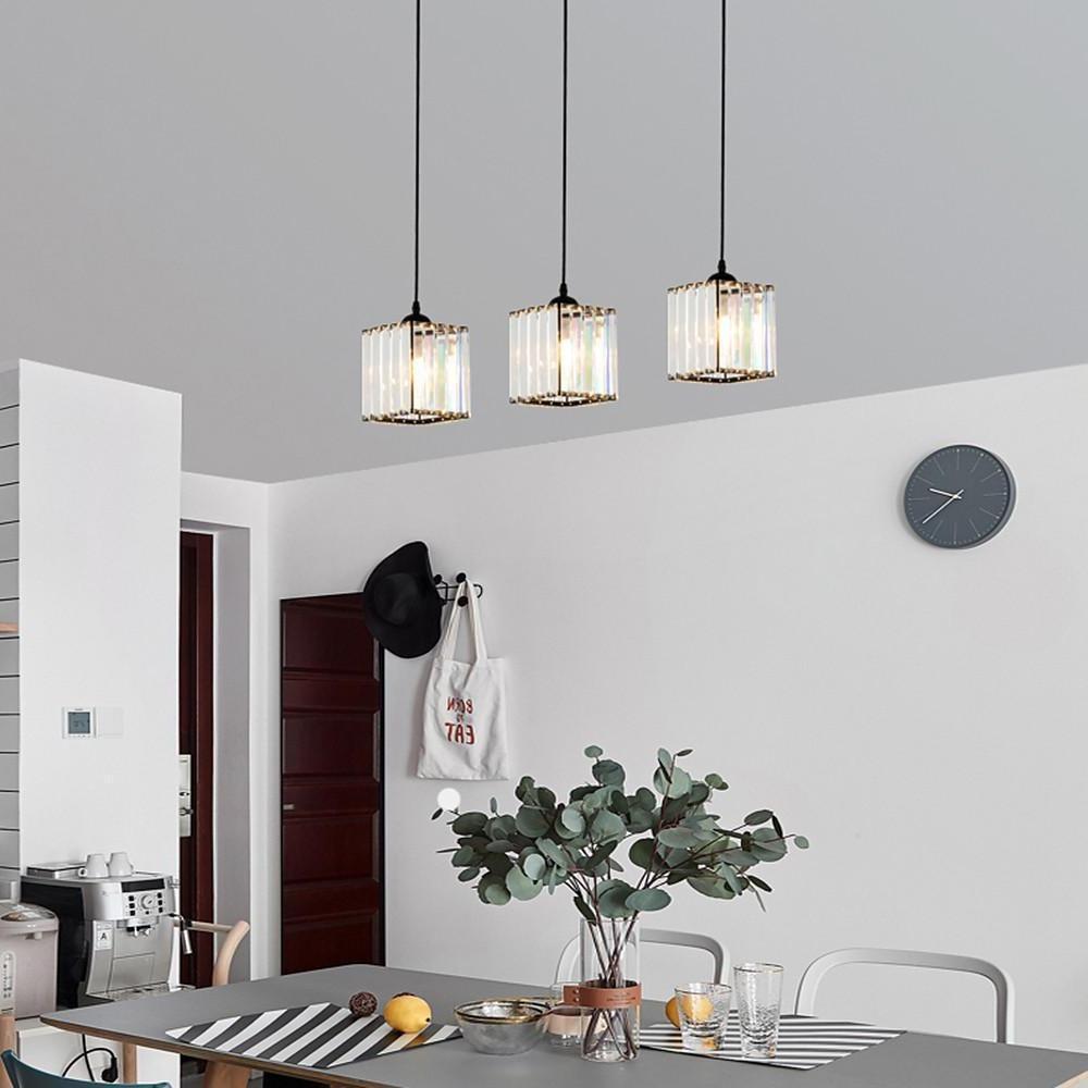 Vintage Lantern Square Pendant Light Metal Crystal Contemporary Ceiling Light - Lamp Outdoor