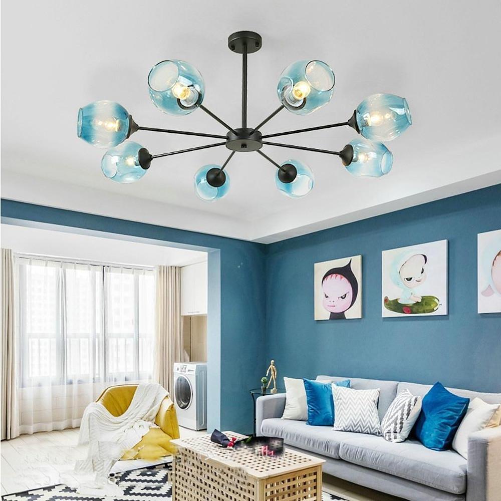 Classic Sputnik Chandelier Metal See Glass Chandeliers with 8 LED Lights - Lamp Outdoor