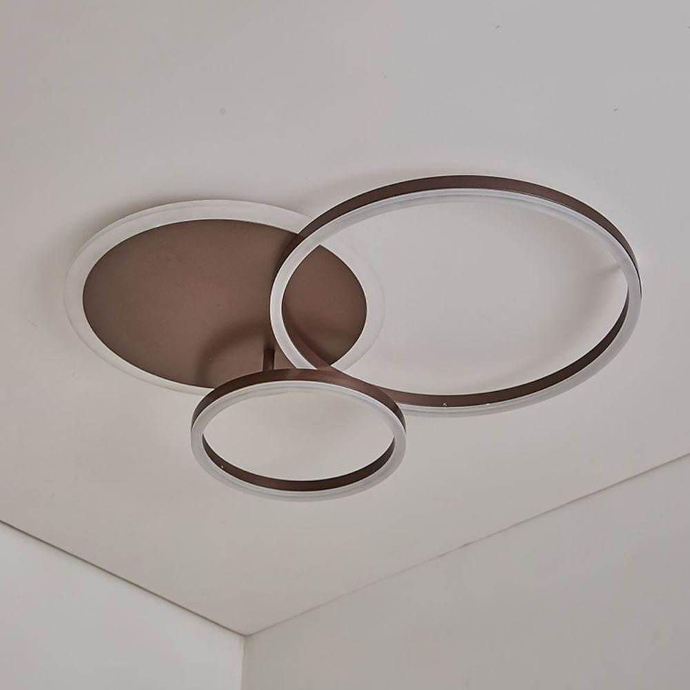 26'' LED Artistic Flush Mount Ceiling Light with Luxury 3 Ring for Bedroom - Lamp Outdoor
