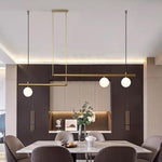 Minimalist Modern Linear Globe Pendant Lighting Copper Glass Kitchen & Dining Room Light - Lamp Outdoor