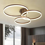 Metal Acrylic Ringed Large Flush Mount Ceiling Light with 3 Adjustable LED Lights - Lamp Outdoor
