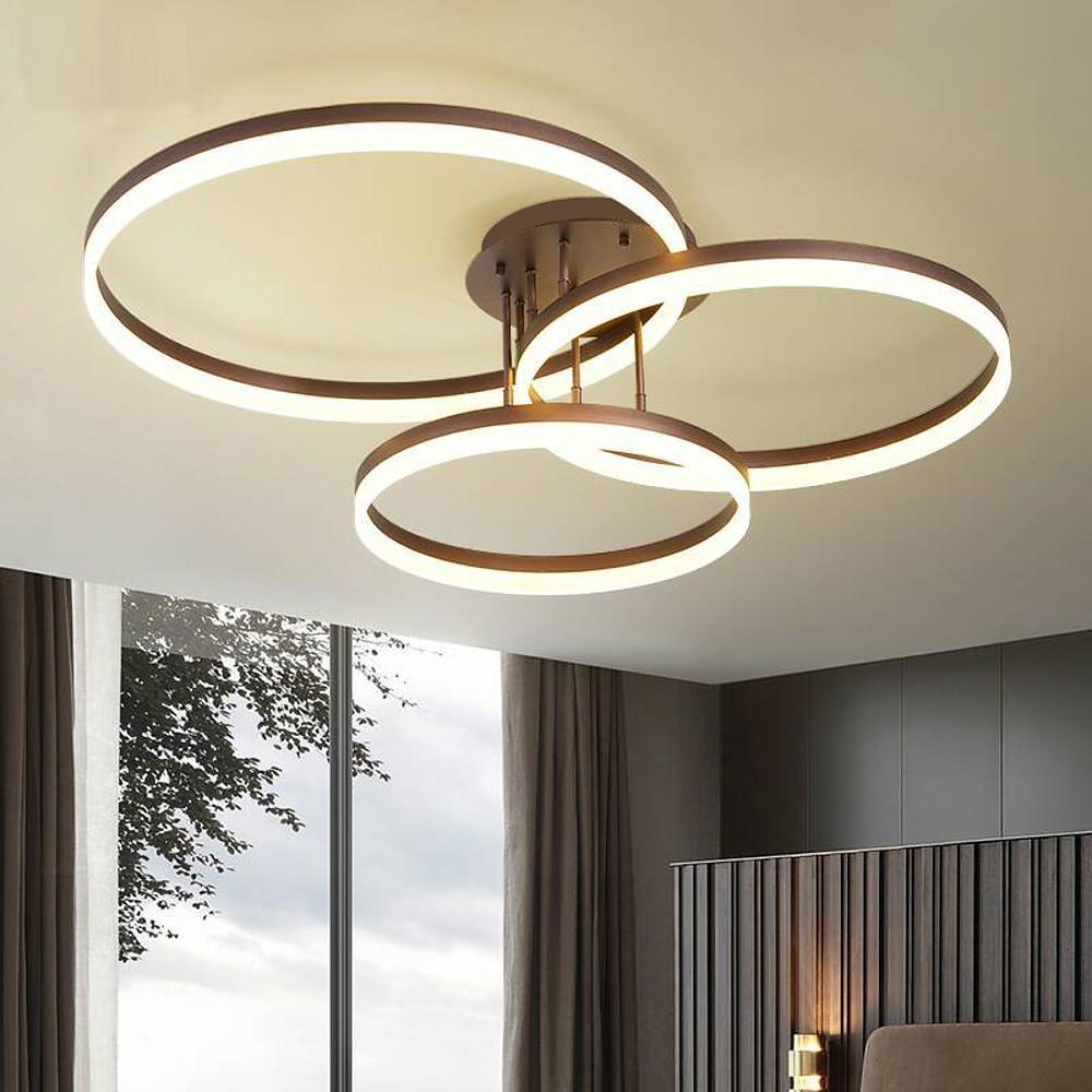 Metal Acrylic Ringed Large Flush Mount Ceiling Light with 3 Adjustable LED Lights - Lamp Outdoor